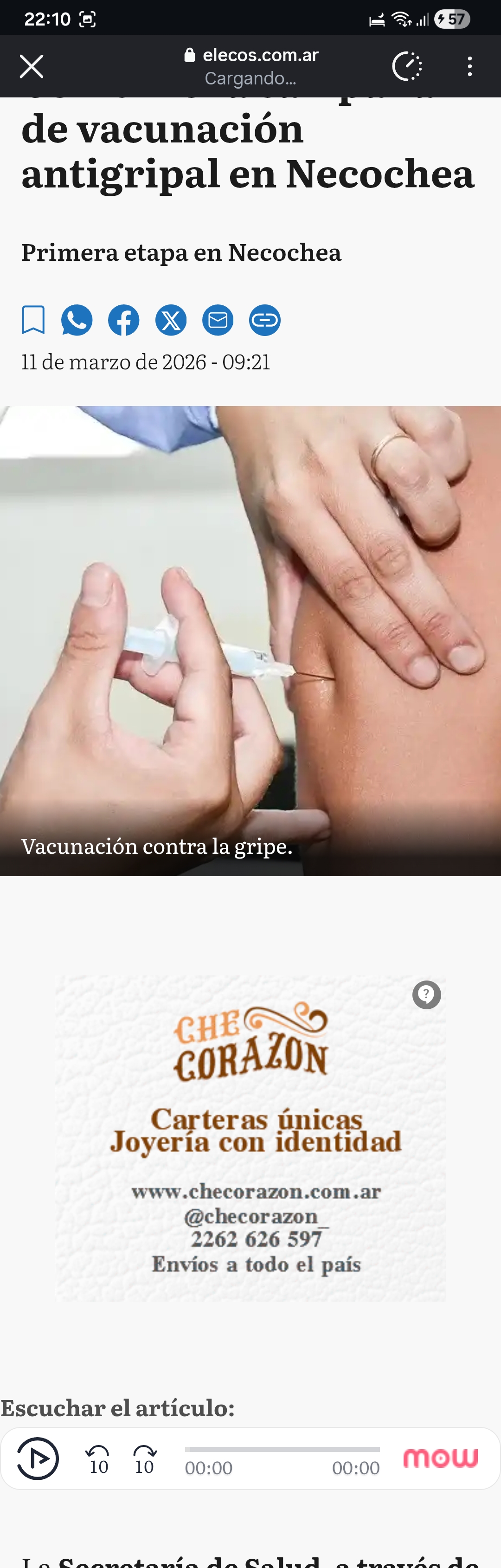Comenzó la campaña de vacunación antigripal en Necochea